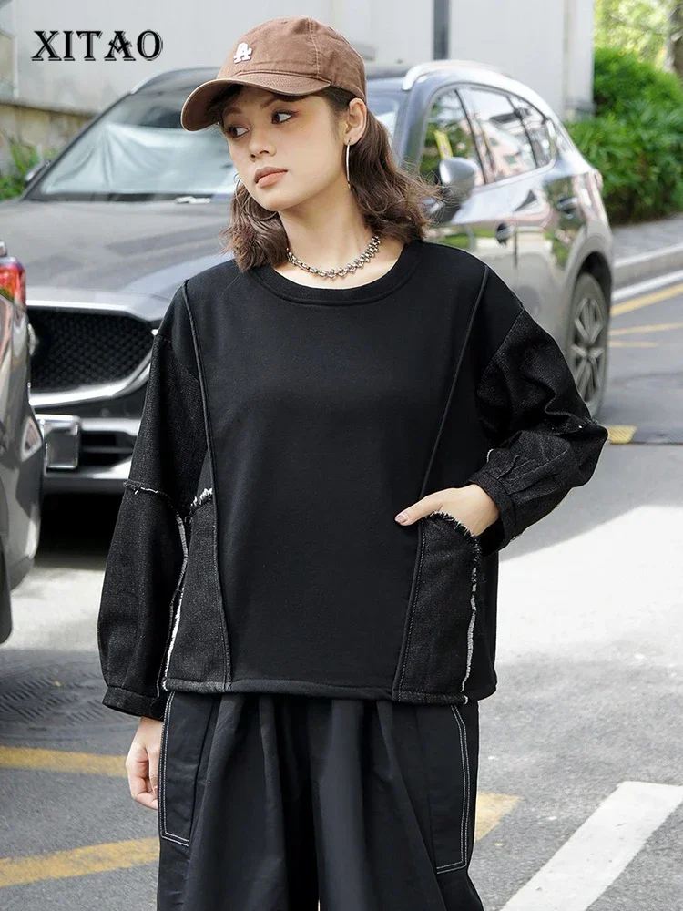 Street Fashion Europe - XITAO Fashion Casual Patchwork O-neck Sweatshirts