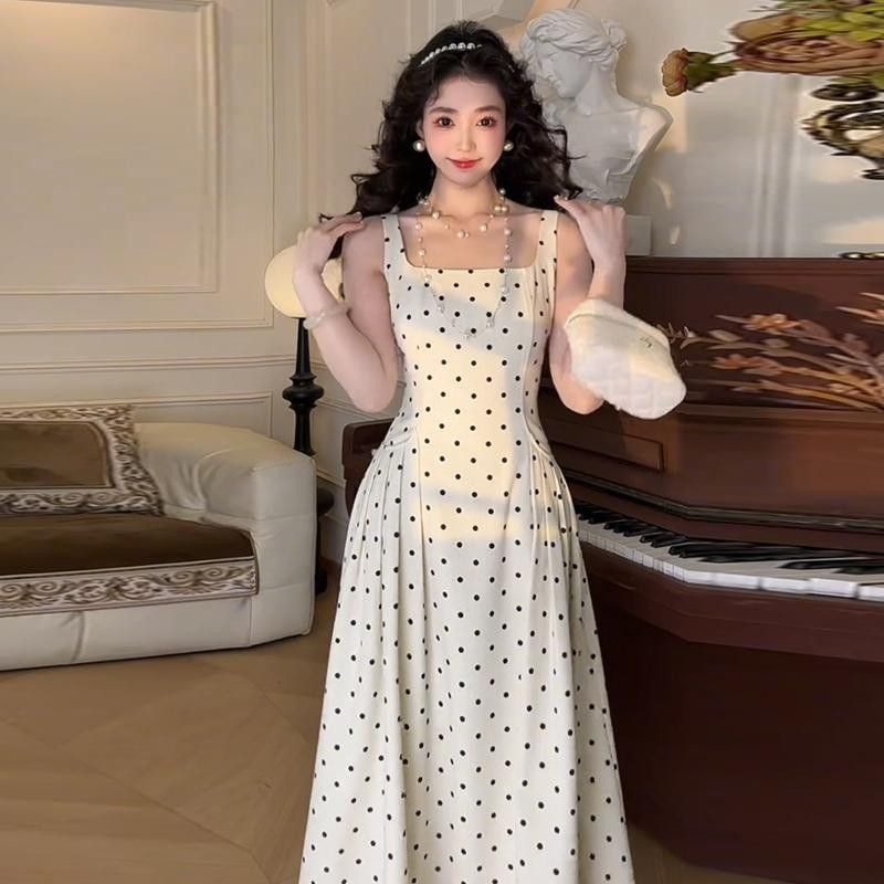 Street Fashion Style Youtube - Summer New Fashion Square Neckline Polka