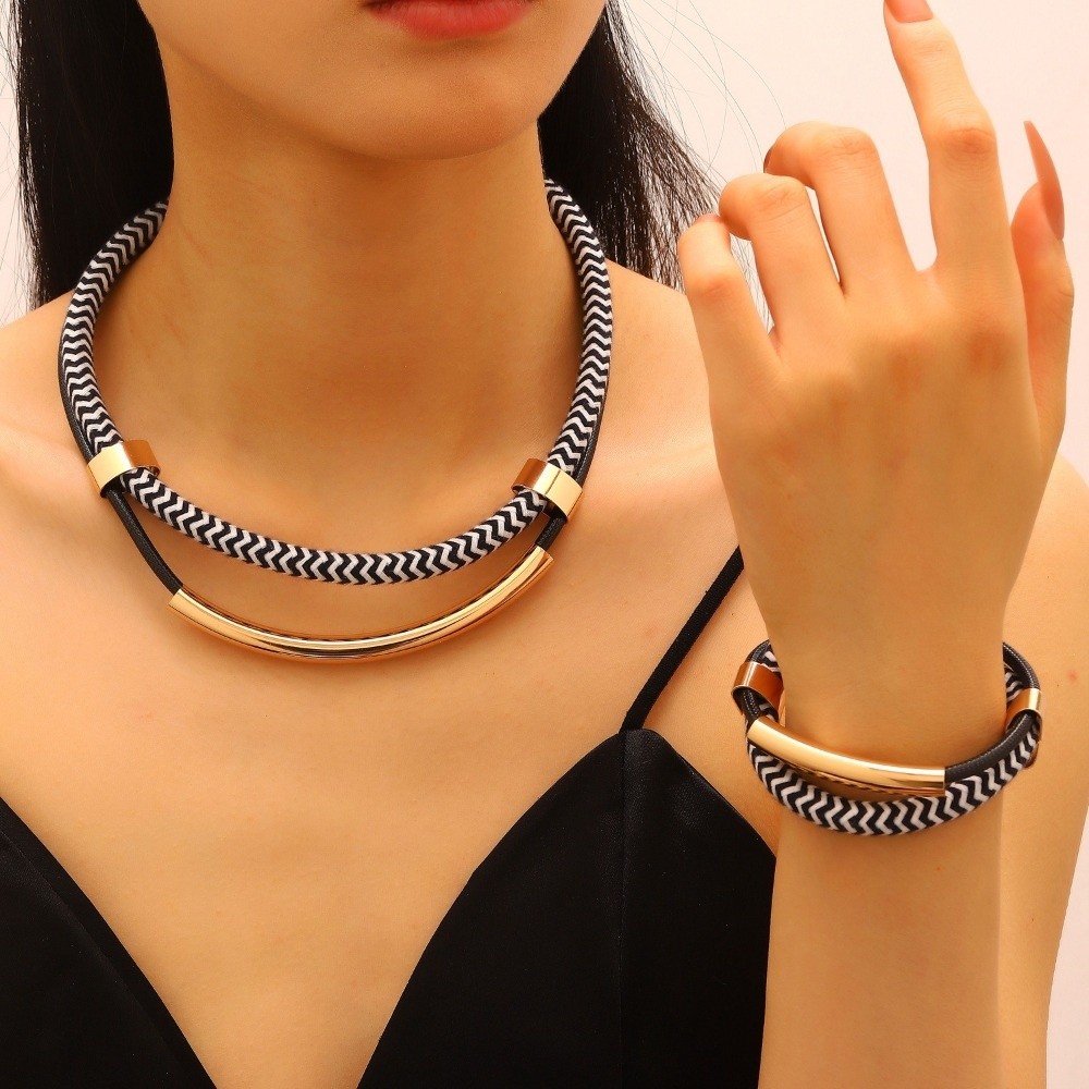 Street Fashion Style Youtube - Exaggerated Hip-Hop Style Necklace Bracelet Set