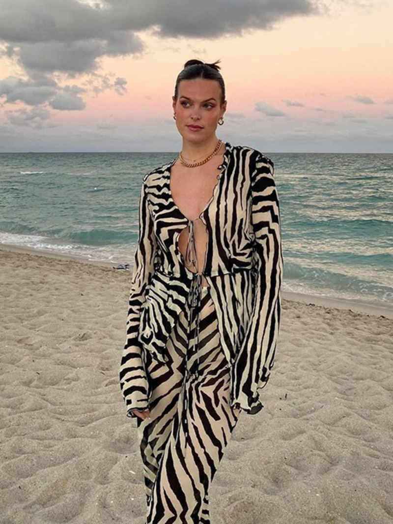 Animal Print Mesh Sheer Stripe - Mesh Top Layering recension och pris