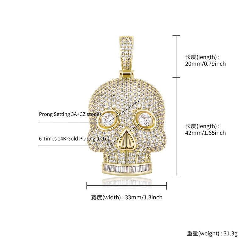 Iced Out Skull Pendant Necklac - Fashion Street Singapore recension och pris