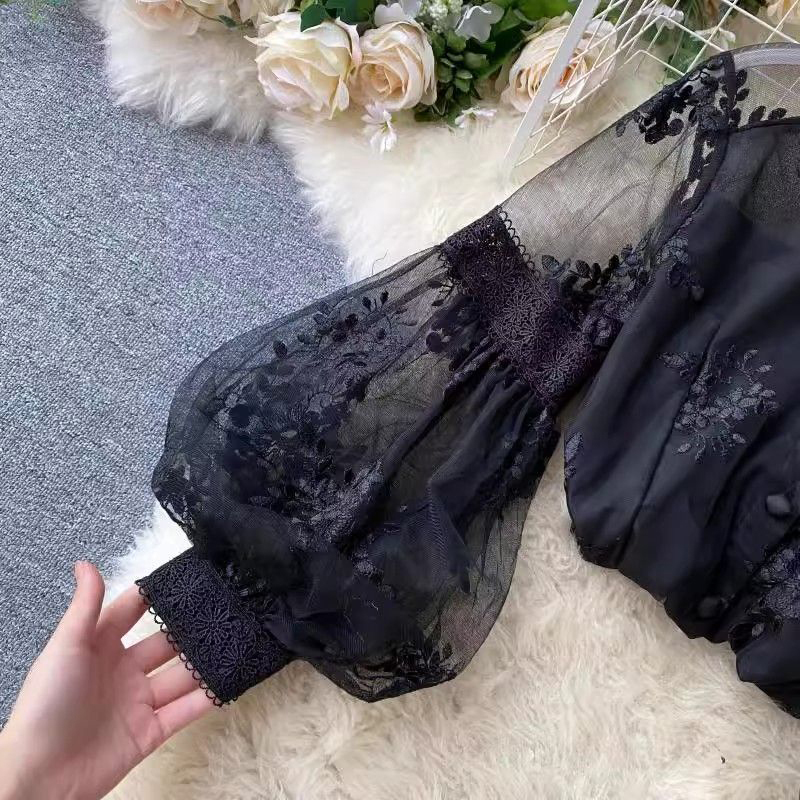 French Vintage Mesh Lace Blous - Mesh Top Layering recension och pris